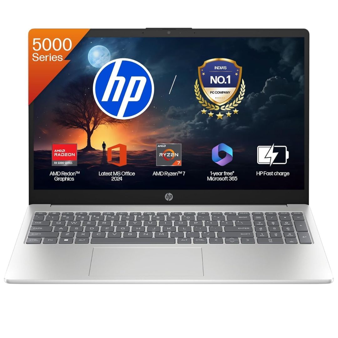 HP 15s Ryzen 7 5825U Laptop Price in India with 16GB RAM, 512GB SSD, FHD display, backlit keyboard, and Office 2024. Buy HP Laptop in India at Best Price.